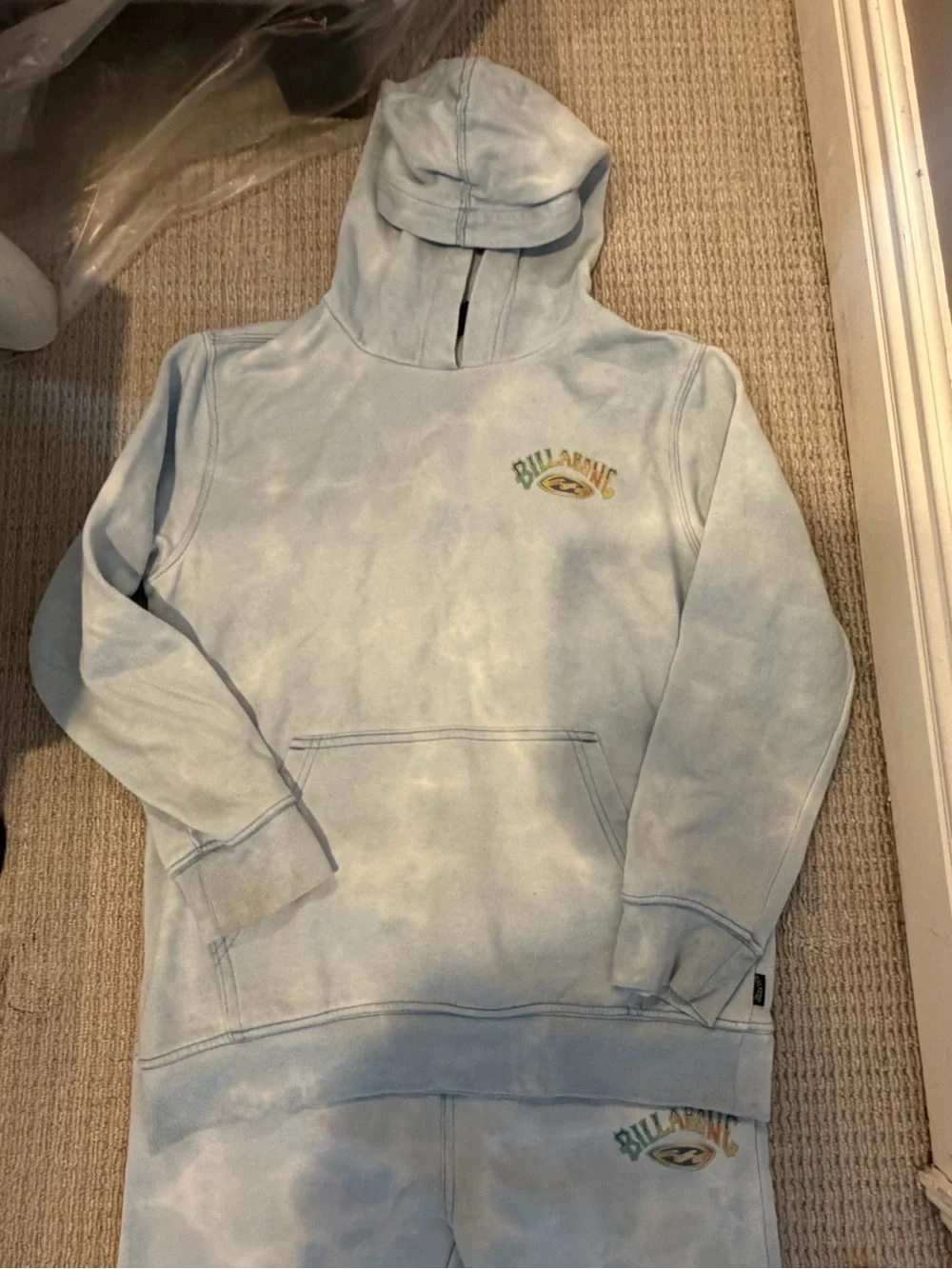 Billabong Light Blue & White Tie-Dye Hoodie & Jogger Set